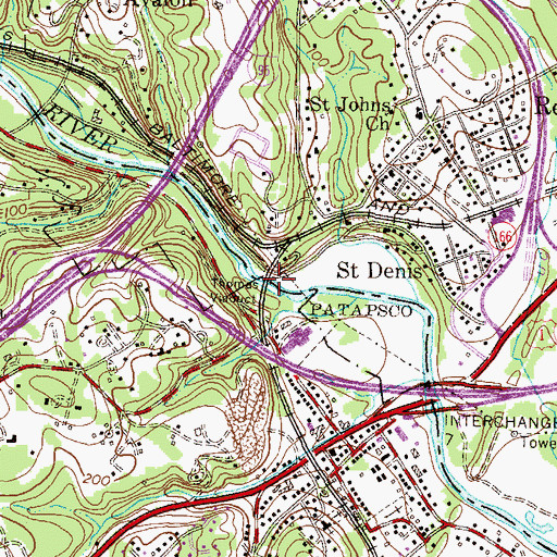 Topographic Map of Thomas Viaduct, MD