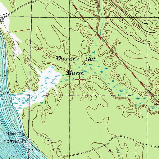 Topographic Map of Thorne Gut Marsh, MD