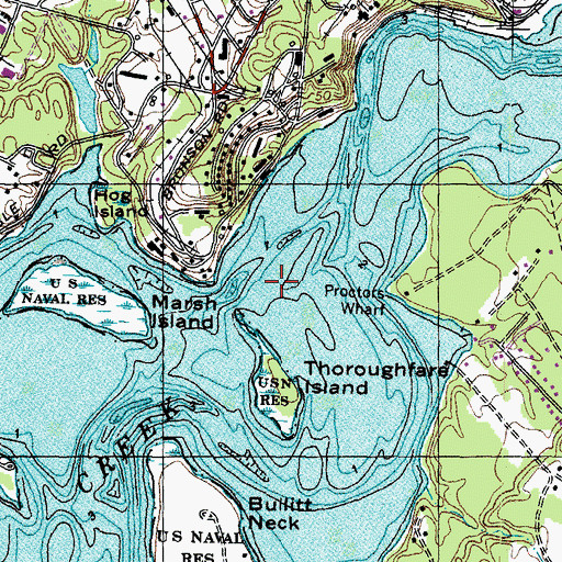 Topographic Map of Thoroughfare Island, MD