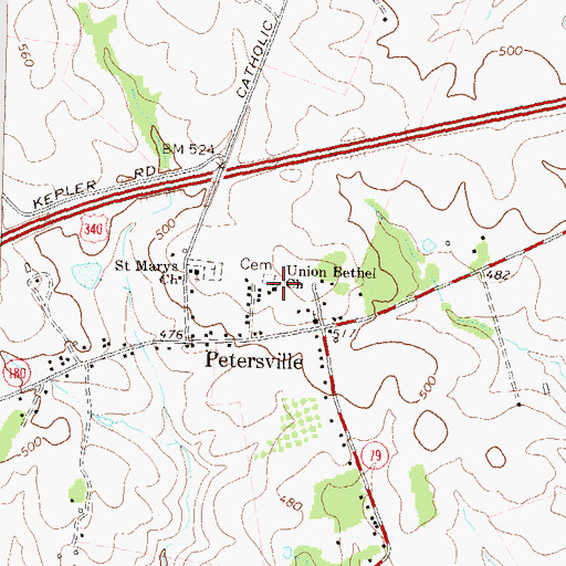 Topographic Map of Union Bethel Church, MD