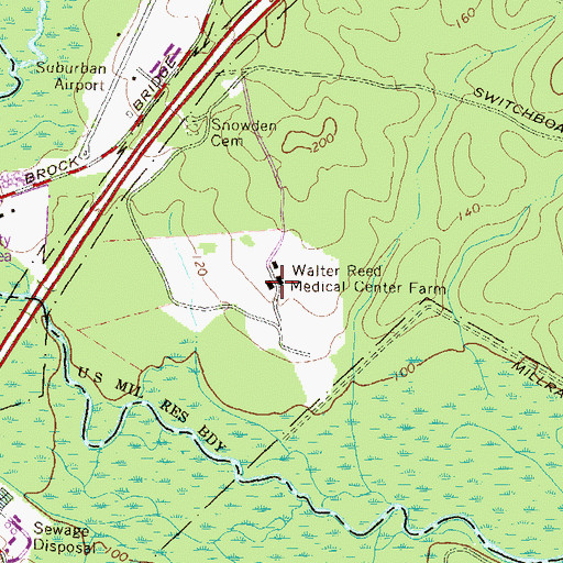 Topographic Map of Walter Reed Medical Center Farm, MD