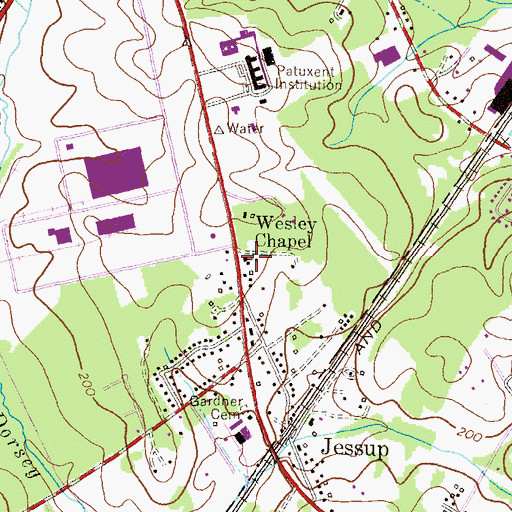 Topographic Map of Wesley Chapel United Methodist Church, MD