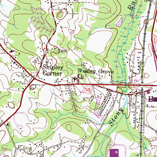 Topographic Map of Wesley Grove United Methodist Church, MD