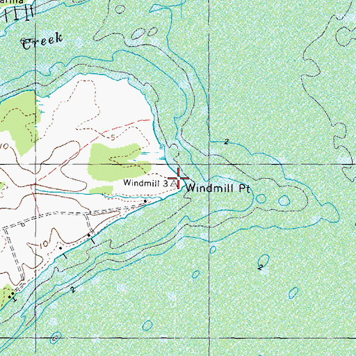 Topographic Map of Windmill Point, MD