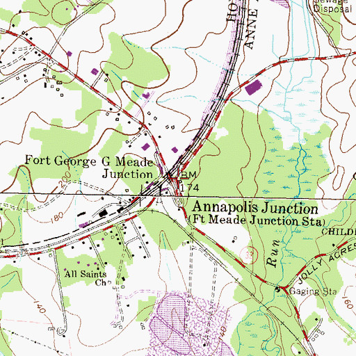 Topographic Map of Fort George G Mead Junction, MD