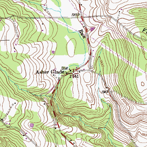 Topographic Map of Asher Glade, MD