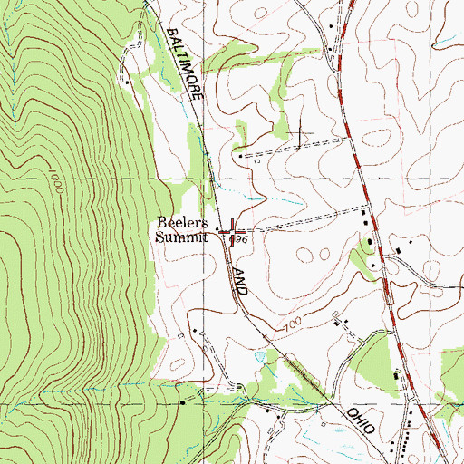 Topographic Map of Beelers Summit, MD