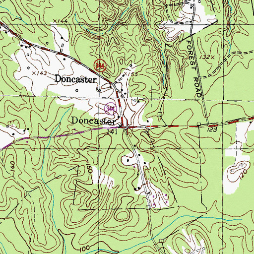 Topographic Map of Doncaster, MD