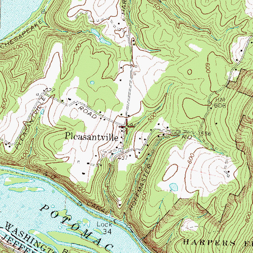Topographic Map of Pleasantville, MD