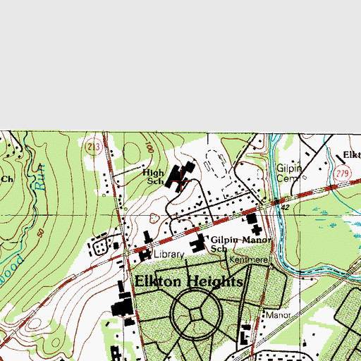 Topographic Map of Elkton High School, MD