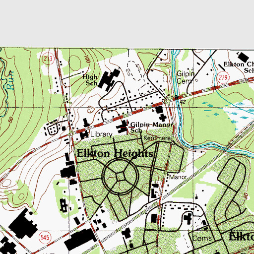 Topographic Map of Gilpin Manor Elementary School, MD