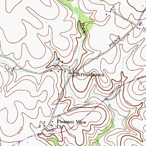 Topographic Map of Arnoldtown, MD