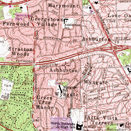 Topographic Map of Ashburton, MD