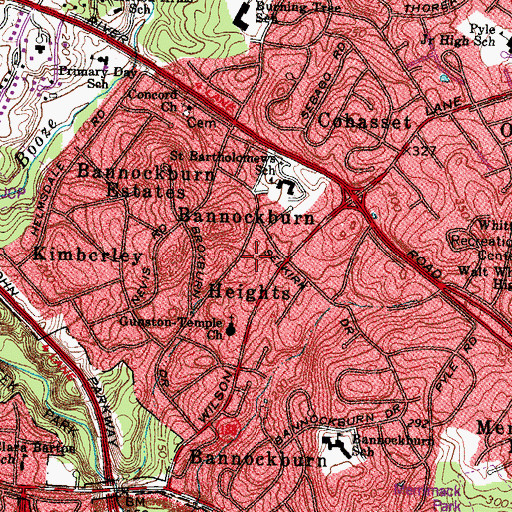 Topographic Map of Bannockburn Heights, MD