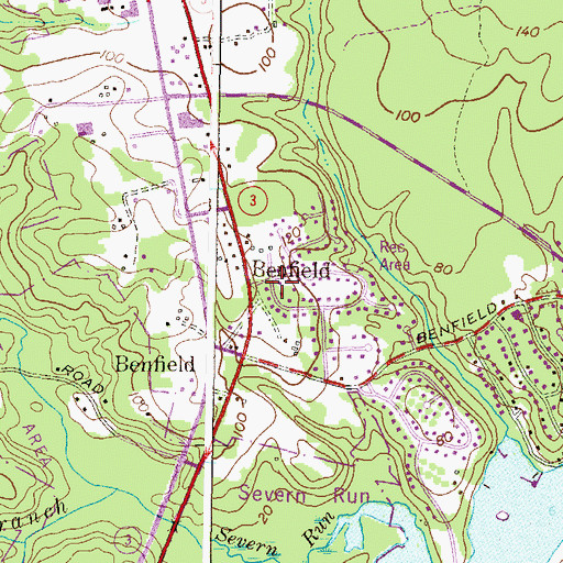 Topographic Map of Benfield, MD