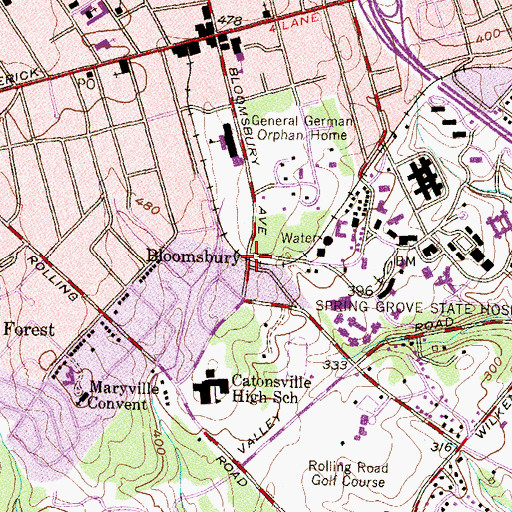 Topographic Map of Bloomsbury, MD