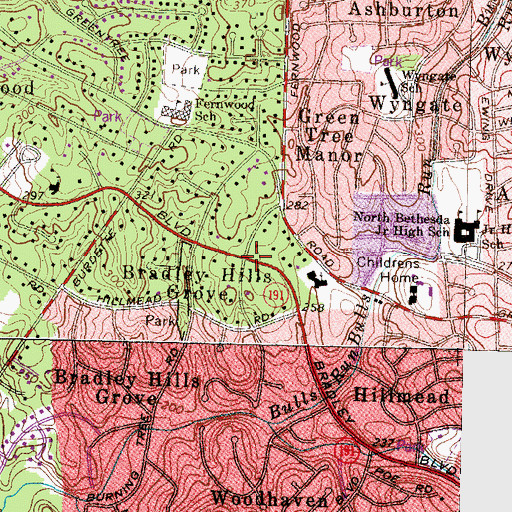 Topographic Map of Bradley Hills Grove, MD