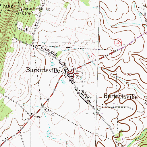Topographic Map of Burkittsville, MD