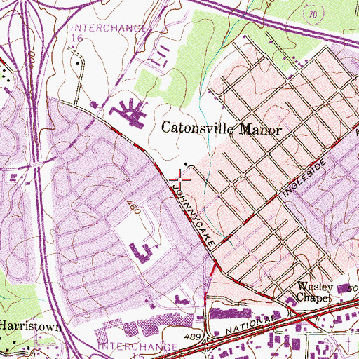 Topographic Map of Catonsville Manor, MD