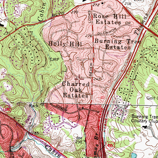 Topographic Map of Charred Oak Estates, MD
