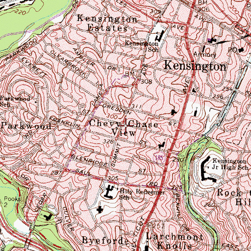 Topographic Map of Chevy Chase View, MD