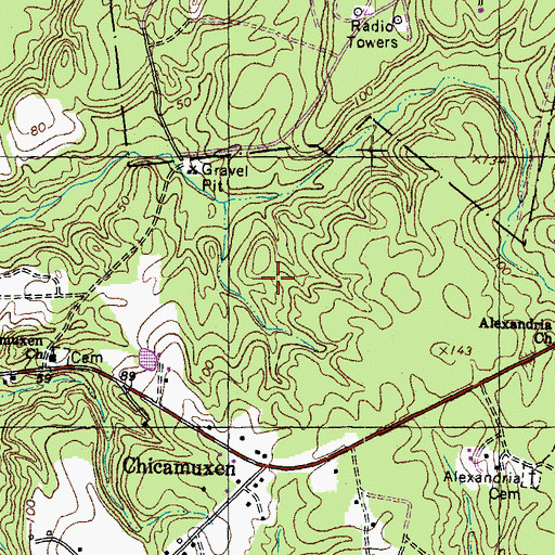 Topographic Map of Chicamuxen, MD