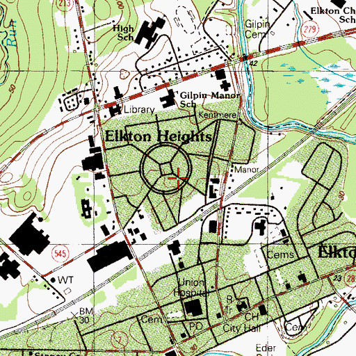 Topographic Map of Elkton Heights, MD