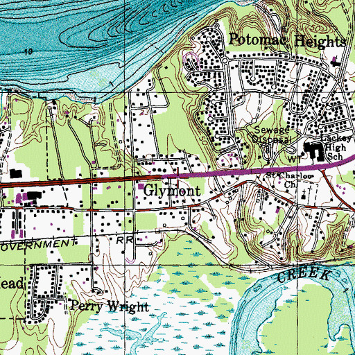 Topographic Map of Glymont, MD