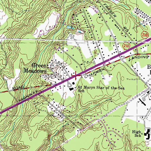 Topographic Map of Green Meadows, MD