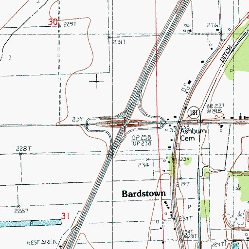 Topographic Map of Interchange 36, AR