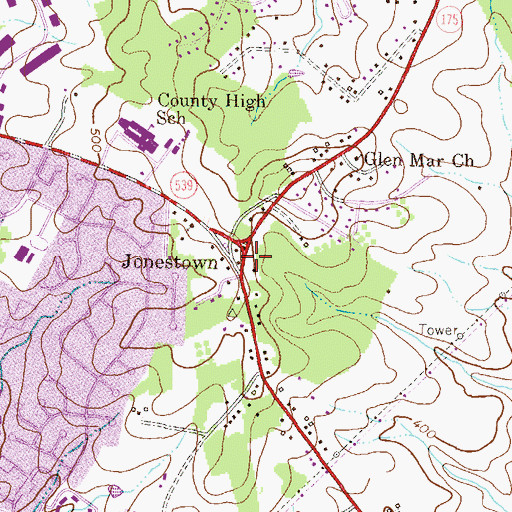 Topographic Map of Jonestown, MD