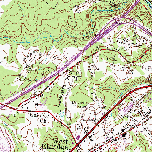 Topographic Map of Lawyers Hill, MD