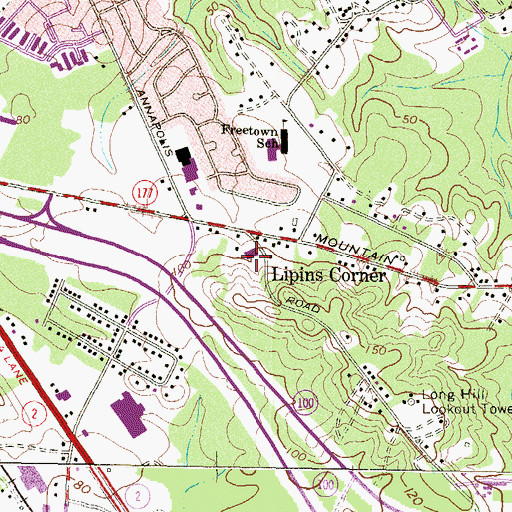 Topographic Map of Lipins Corner, MD