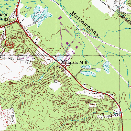 Topographic Map of Millards Mill, MD