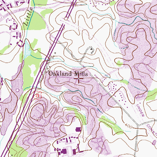 Topographic Map of Oakland Mills, MD