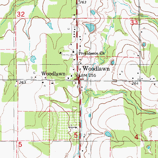 Topographic Map of Woodlawn, AR