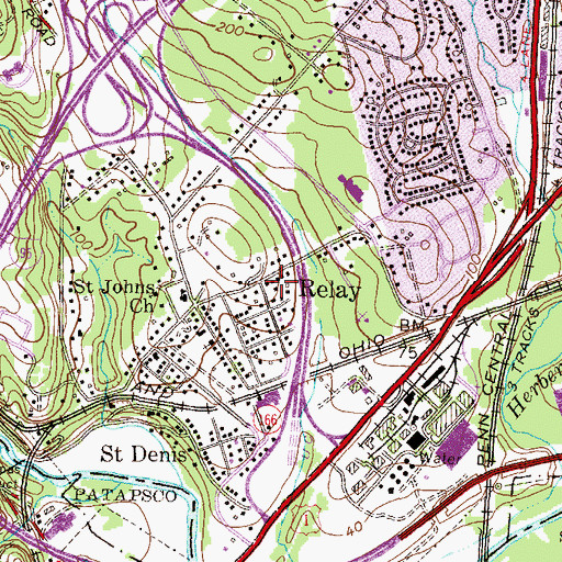 Topographic Map of Relay, MD