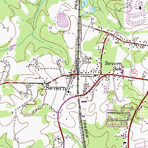Topographic Map of Severn, MD