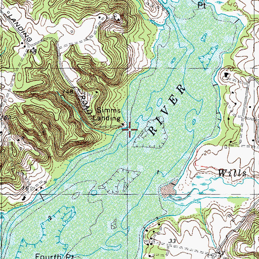 Topographic Map of Simms Landing, MD