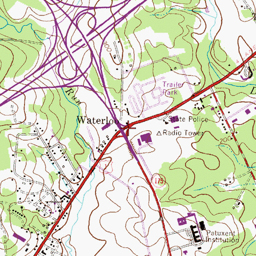 Topographic Map of Waterloo, MD