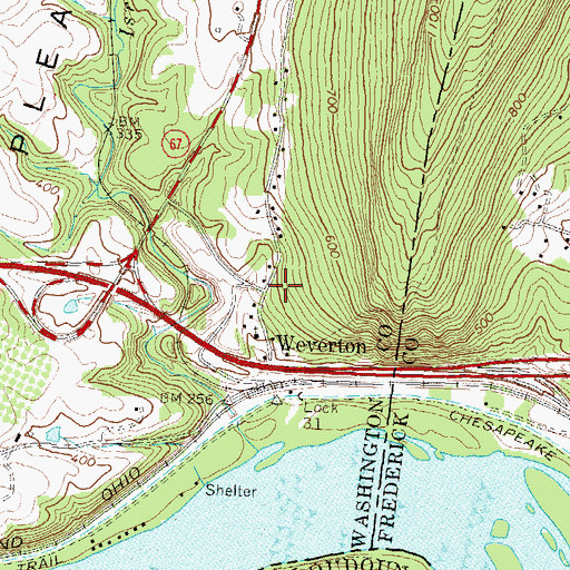 Topographic Map of Weverton, MD