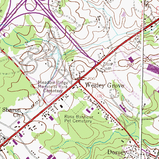 Topographic Map of Wesley Grove, MD