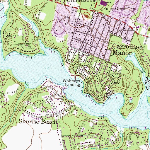 Topographic Map of Whitneys Landing, MD