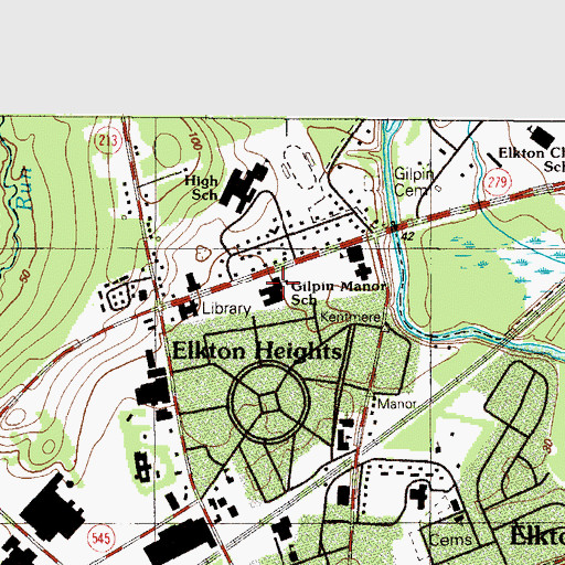 Topographic Map of Gilpin Manor School, MD