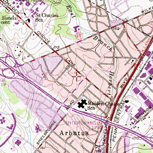 Topographic Map of Arbutus Shopping Center, MD