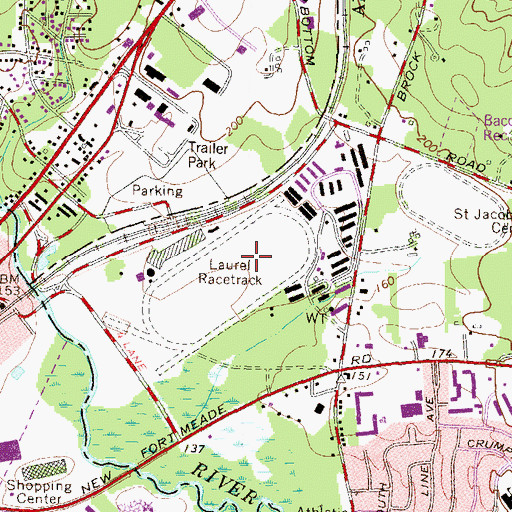 Topographic Map of Laurel Racetrack, MD