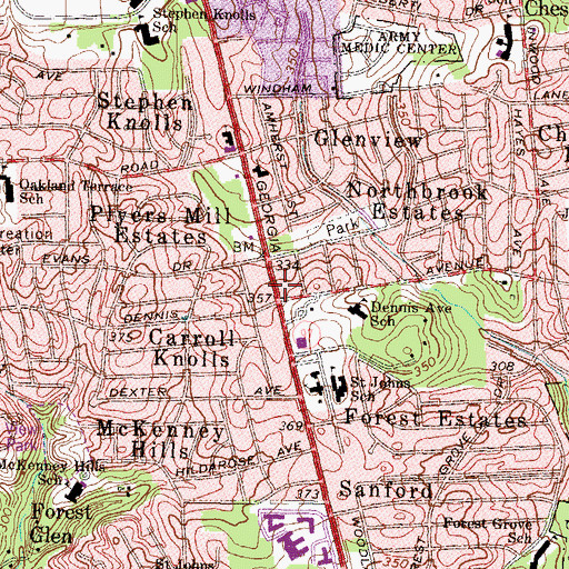 Topographic Map of Church of Atonement Presbyterian Church, MD