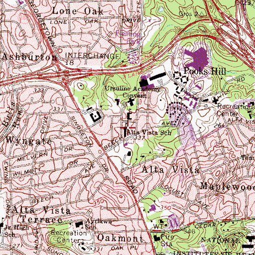 Topographic Map of Alta Vista Elementary School (historical), MD