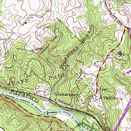 Topographic Map of Bill Branch, MD