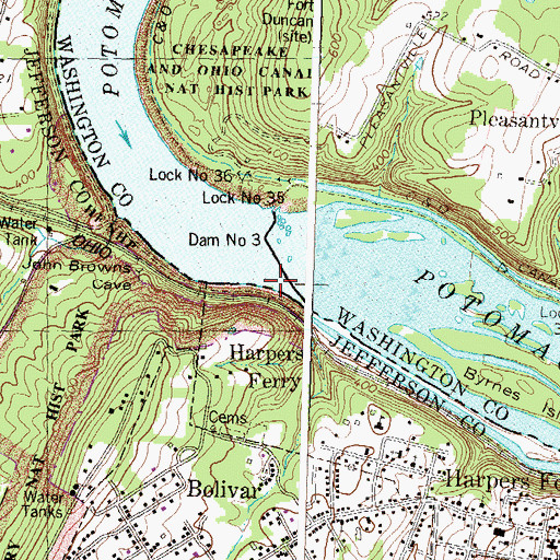 Topographic Map of Potomac River Dam Number 3, MD